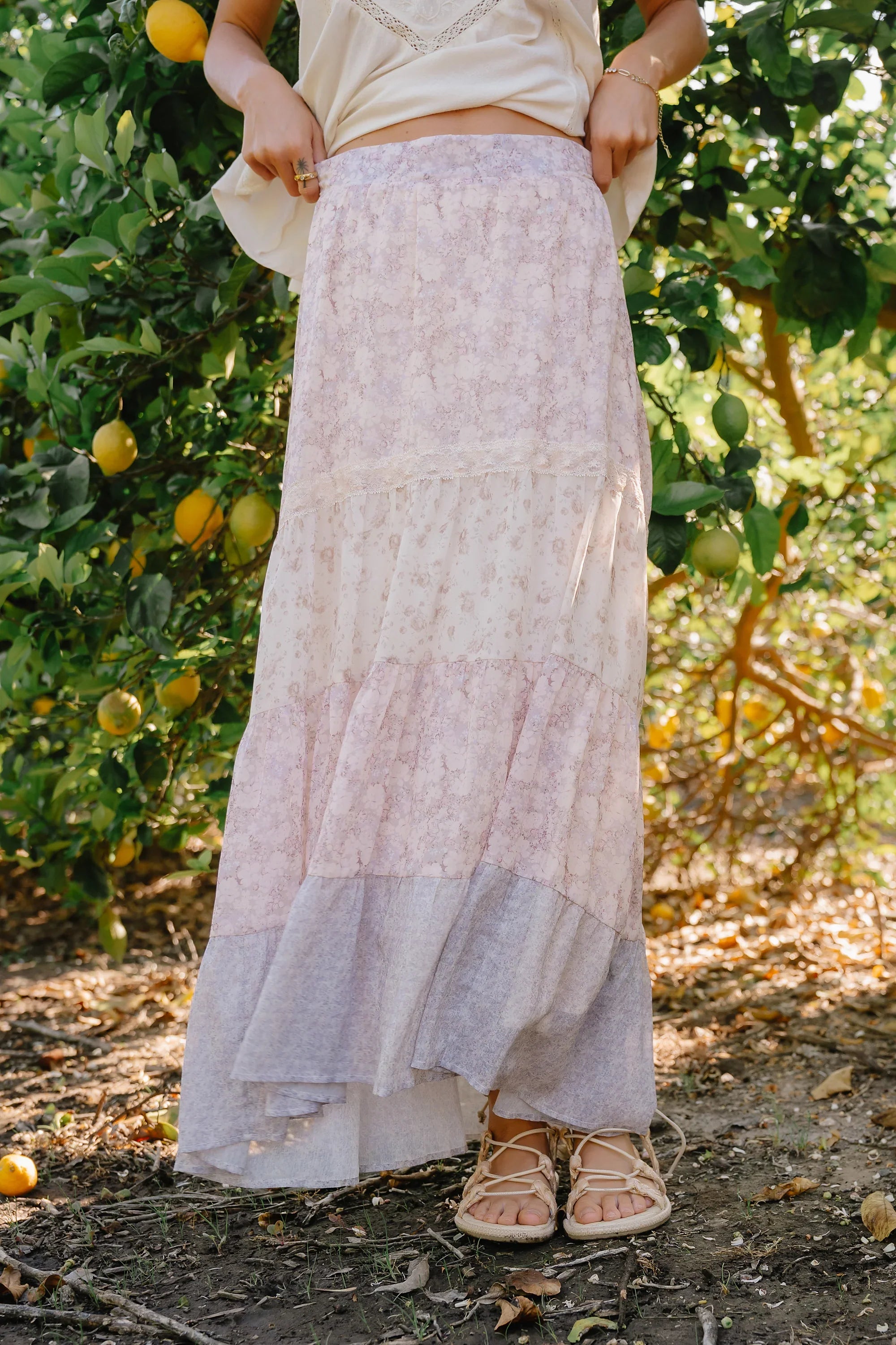 Shauna Mixed Media Maxi Skirt