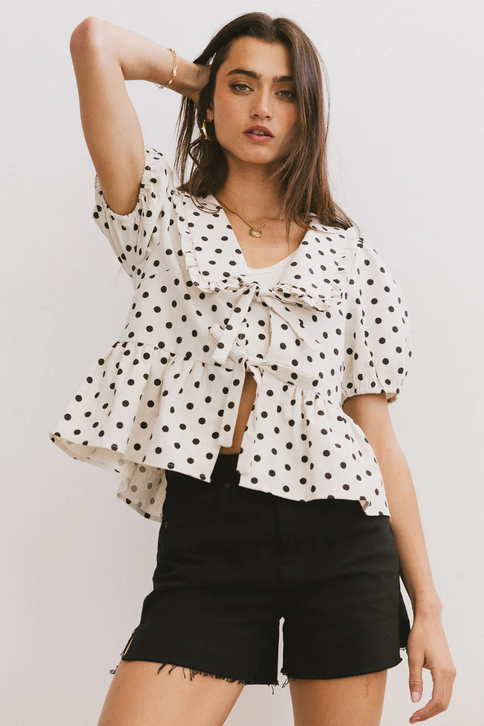 Nova Polka Dot Peplum Top FINAL SALE