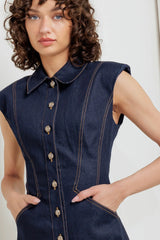 SLEEK CRAFT DARK DENIM MINI DRESS