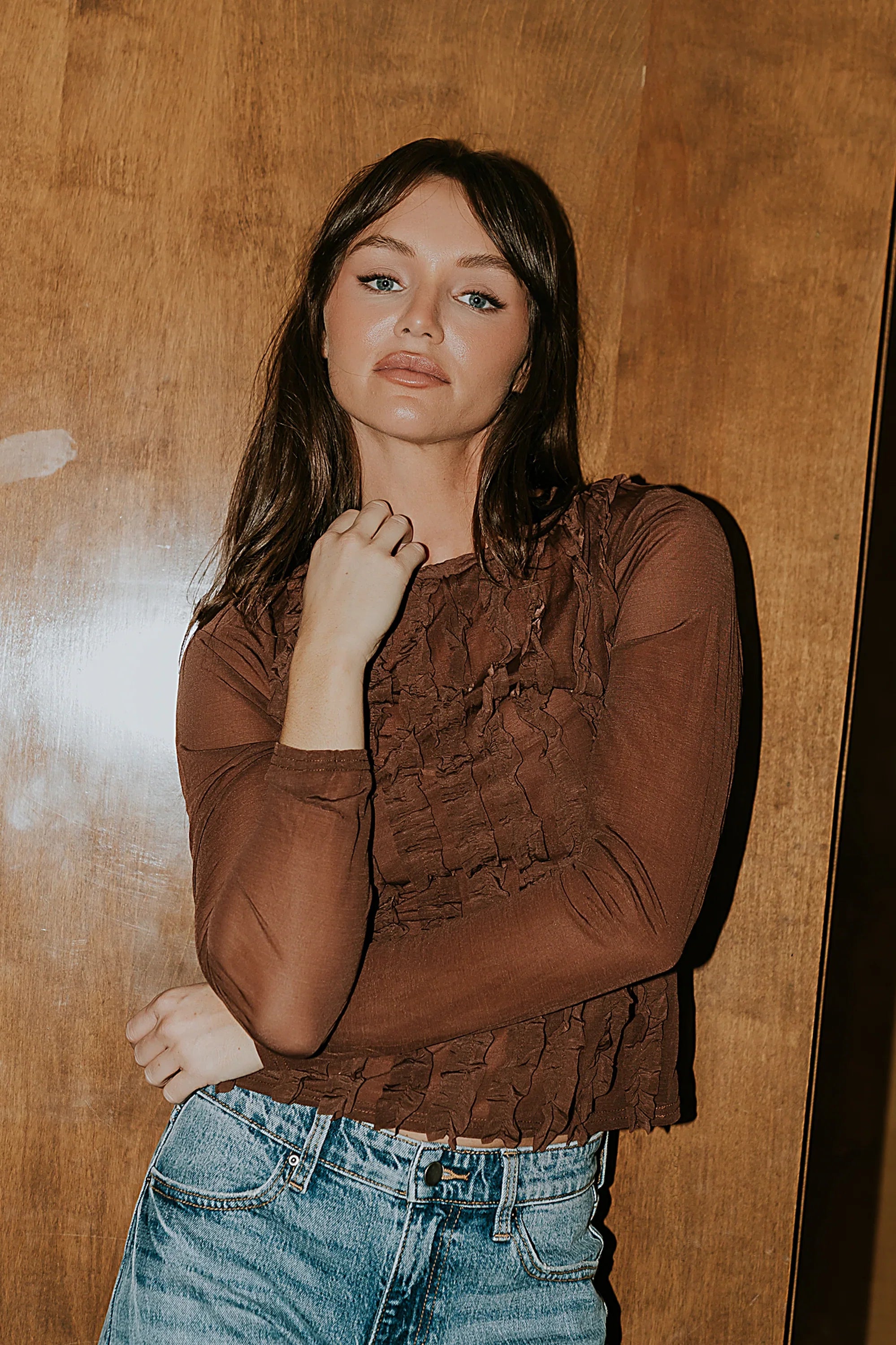 Marie Sheer Top in Brown FINAL SALE