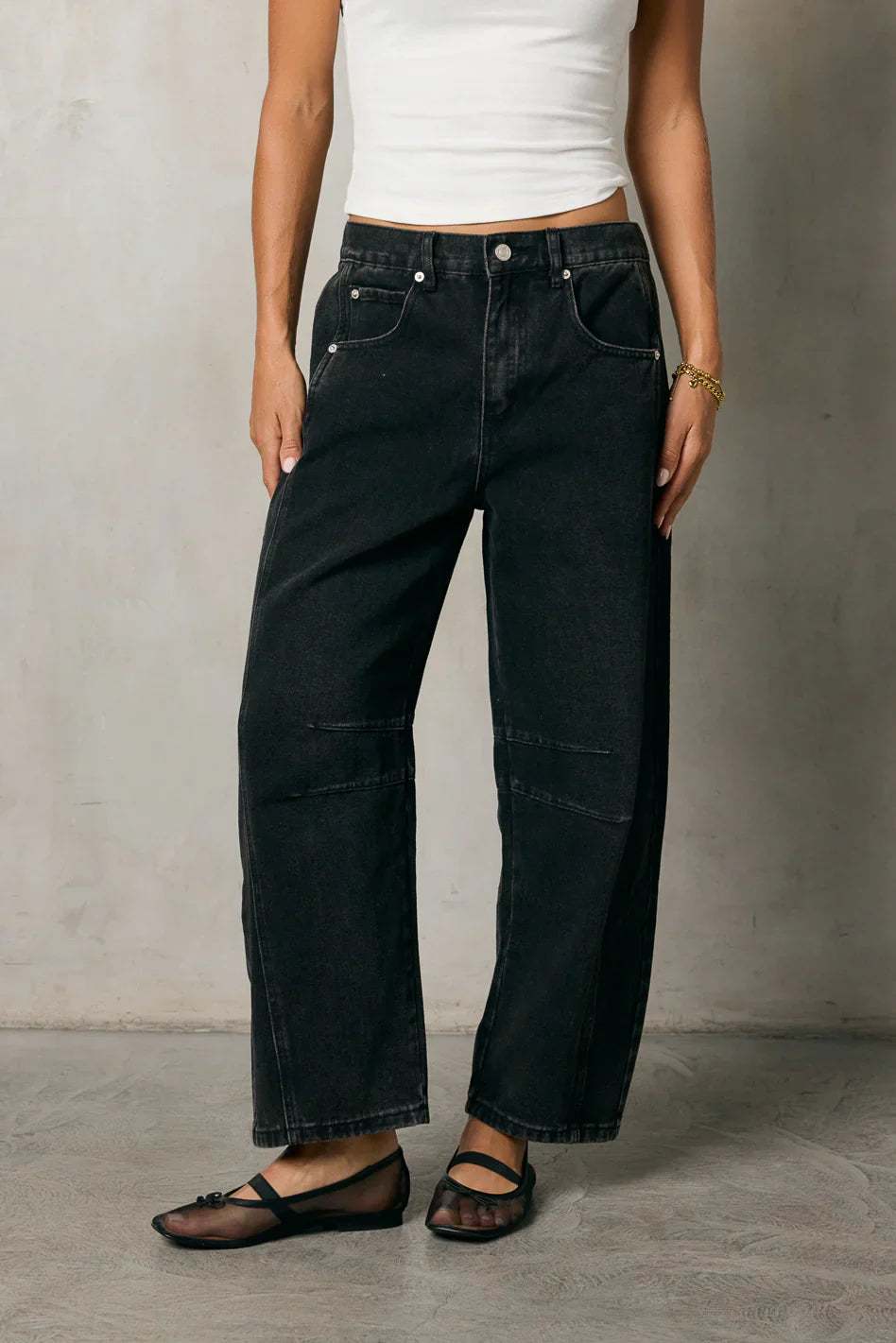 Lisette Barrel Jeans in Black FINAL SALE
