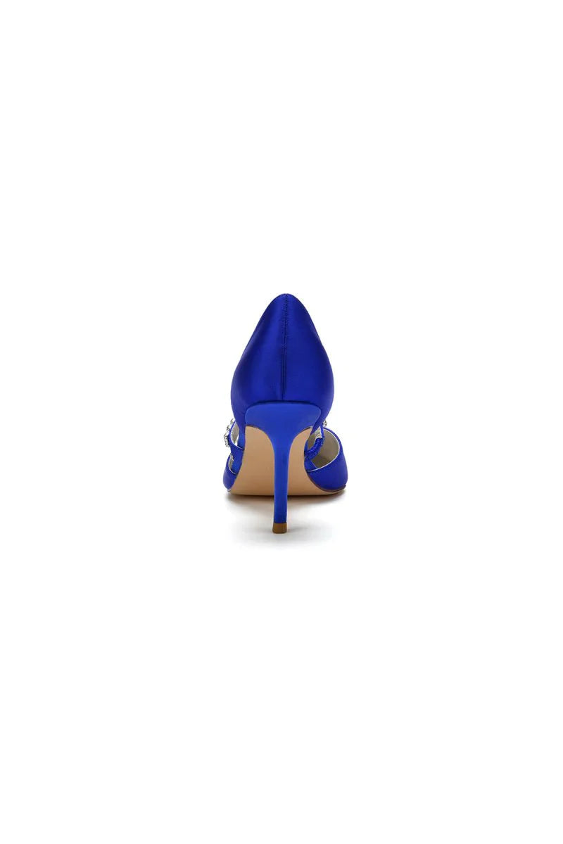 Cocktail Pointed Toe Crystal Tassel Buckle Strap Heels