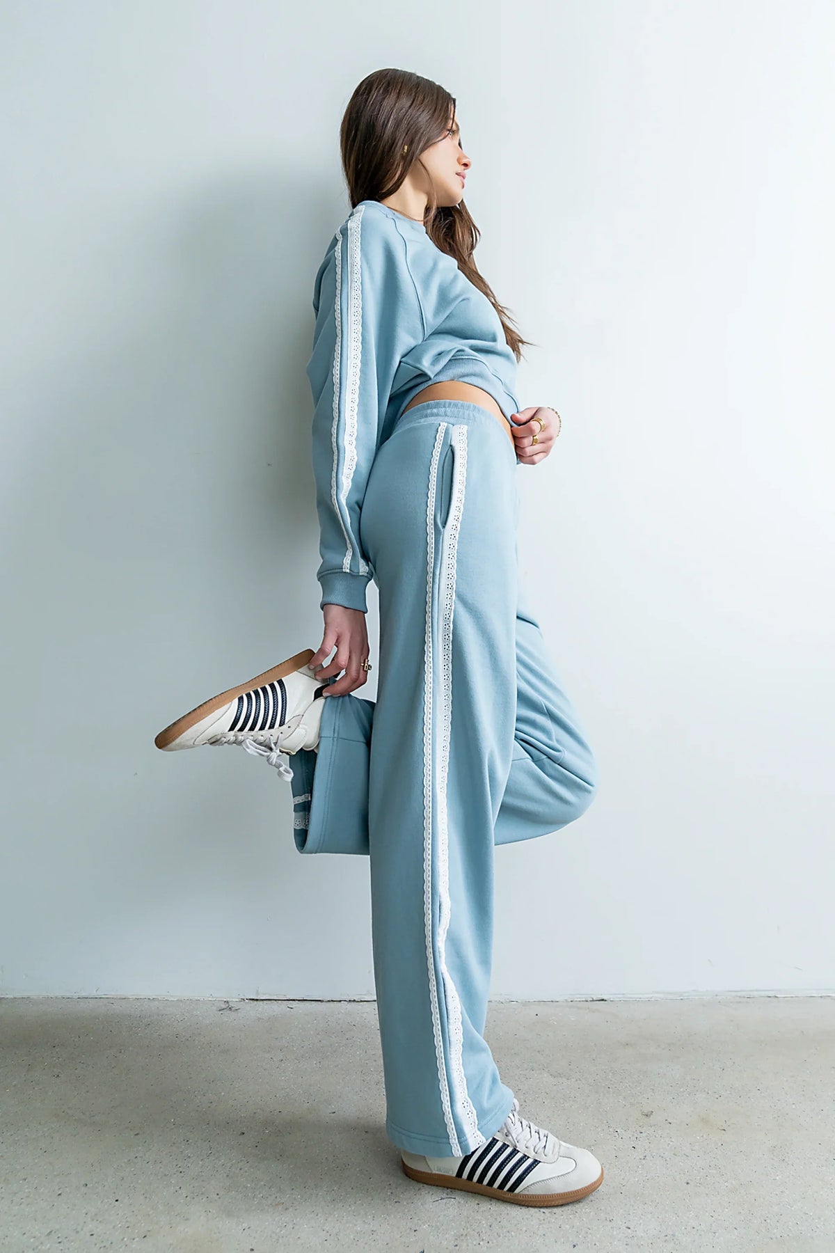 Mickey Wide Leg Jogger in Blue