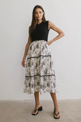 Cherney Tiered Floral Dress in Black FINAL SALE
