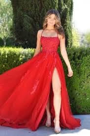 Alisha Gown Red Tulle A line Dress With Open Back