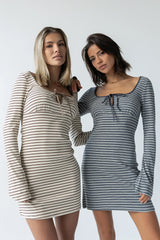 Venice Striped Mini Dress in Cream