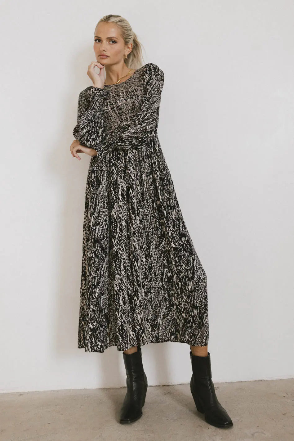 Justice Abstract Midi Dress in Black FINAL SALE