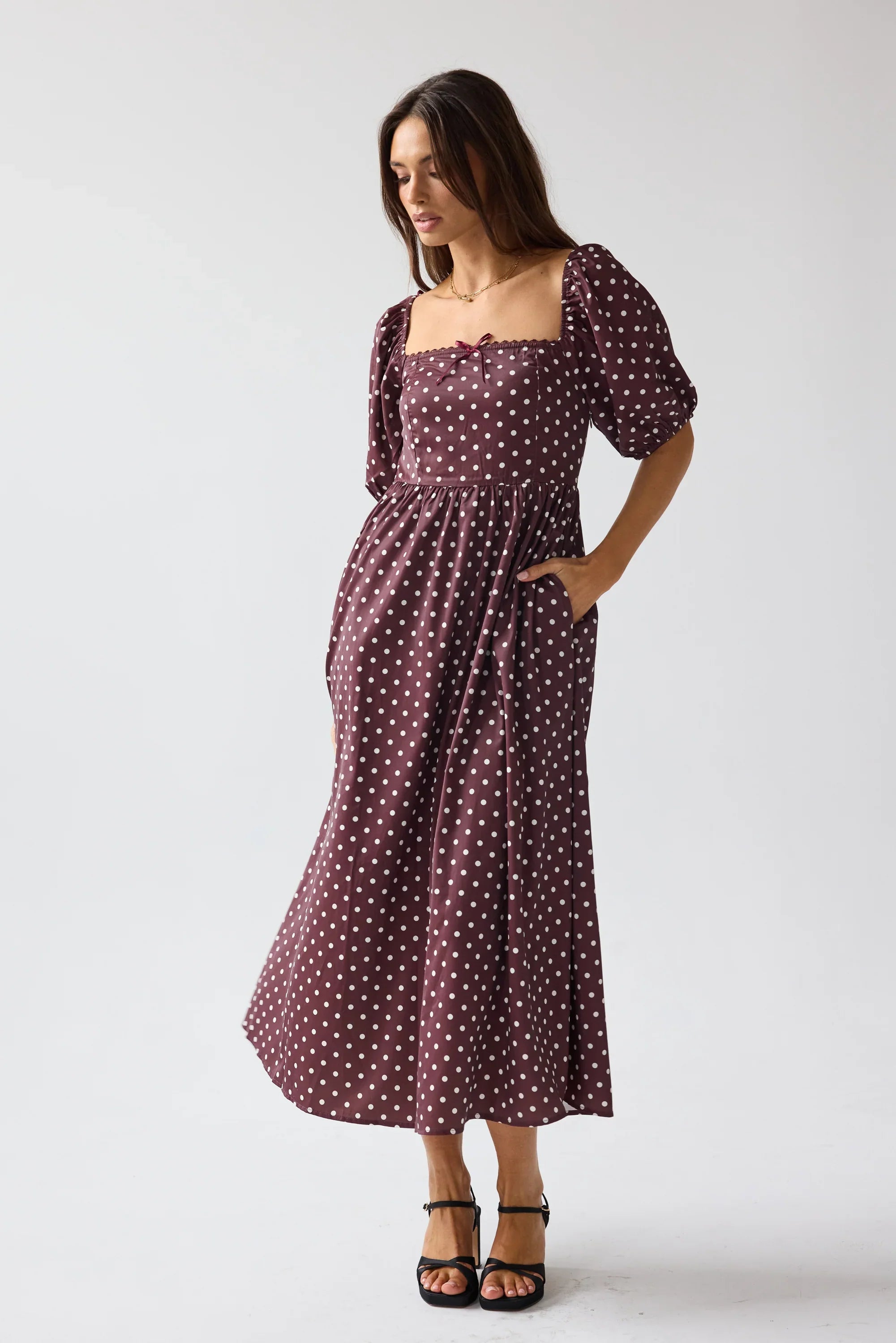 Jersey Polka Dot Midi Dress FINAL SALE