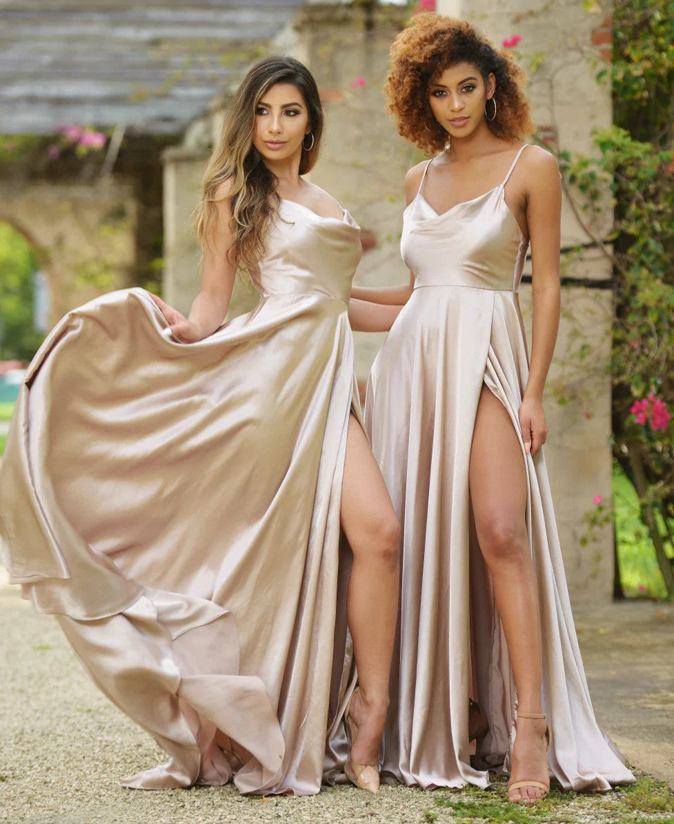 LOTTIE GOWN SATIN A LINE DRESS