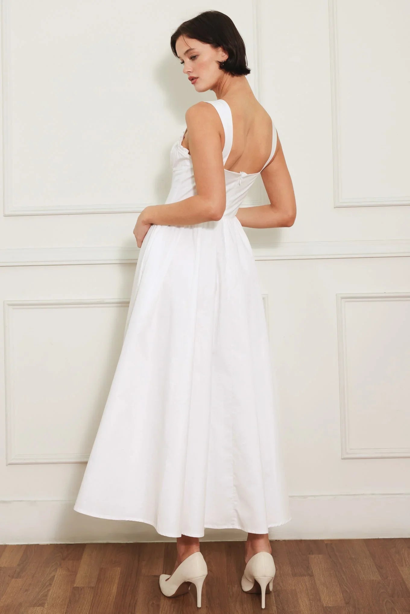 SWEETHEART SERENADE WHITE MIDI DRESS