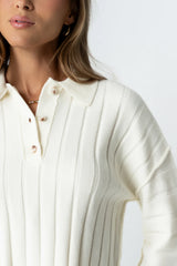 Brandi Collared Sweater in White