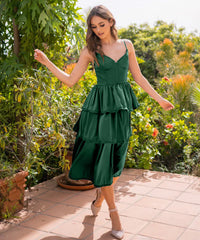 Maeve Corset Midi Dress Emerald