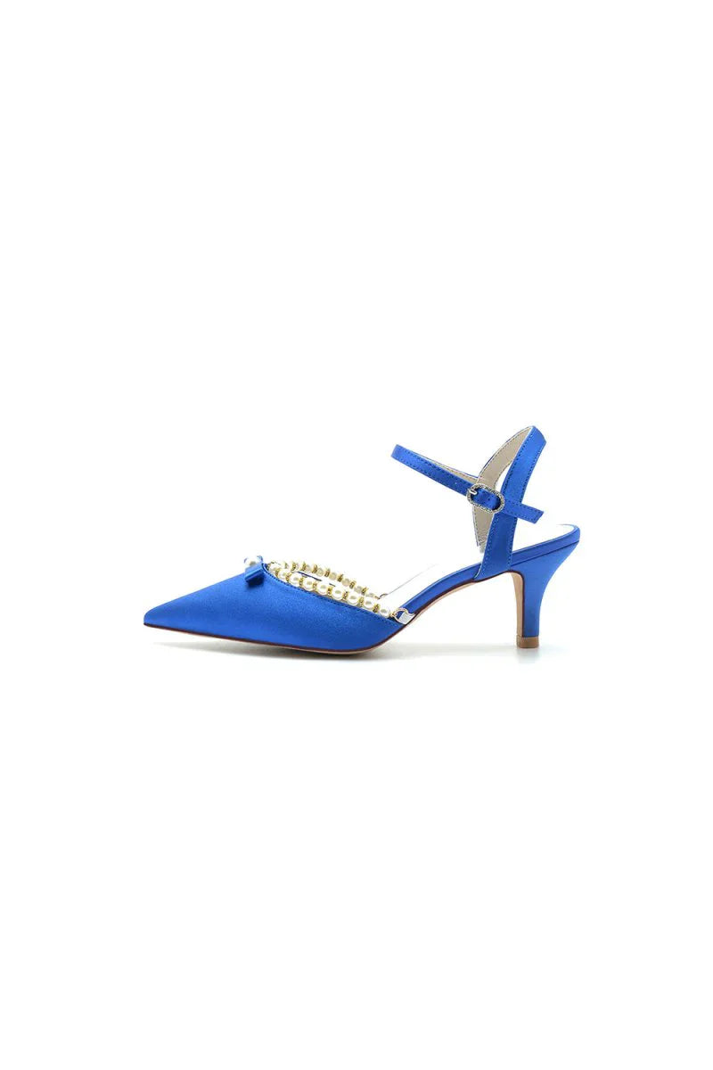 Pearl Satin Pointed Toe High Heels