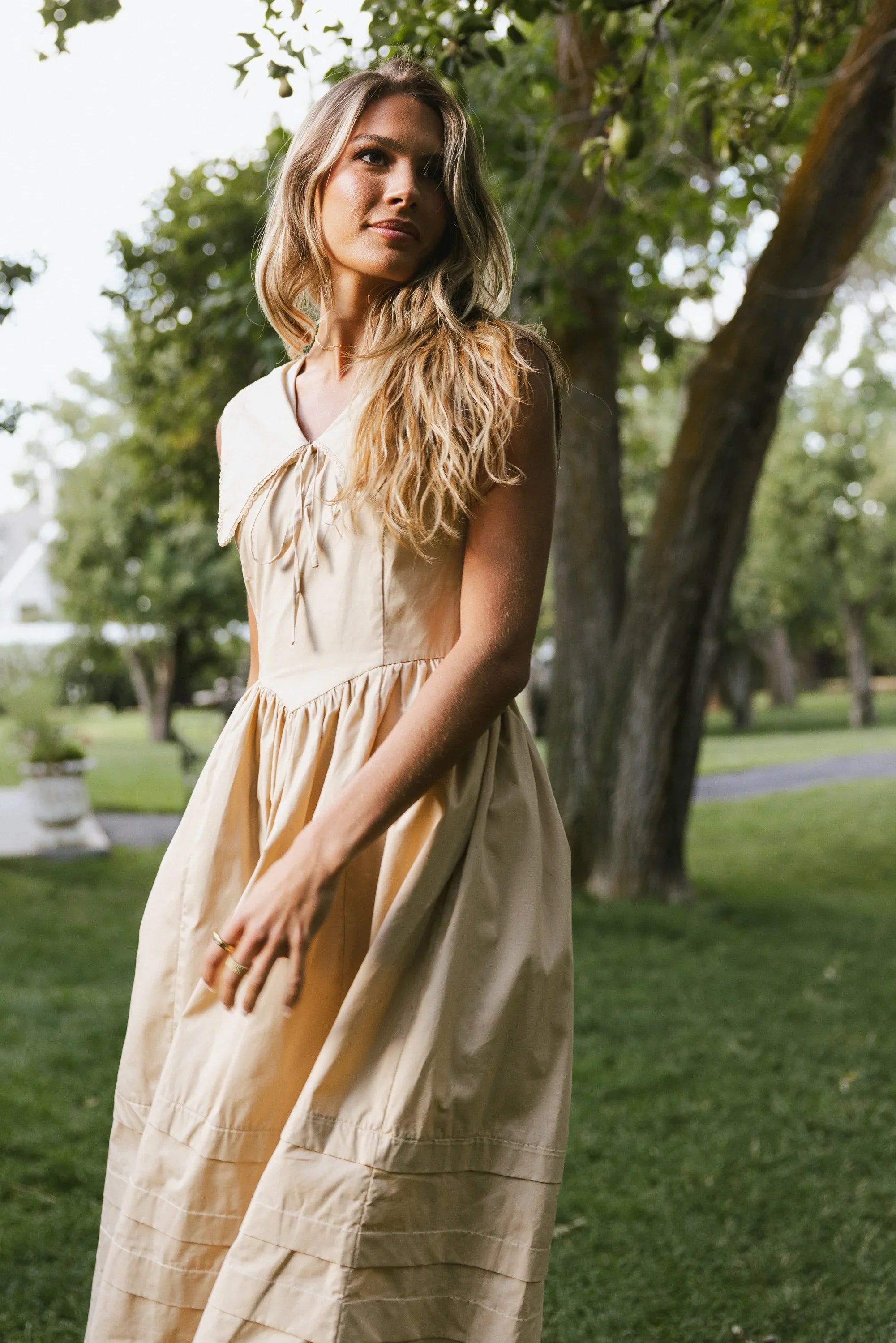 Louie Collared Midi Dress in Taupe FINAL SALE