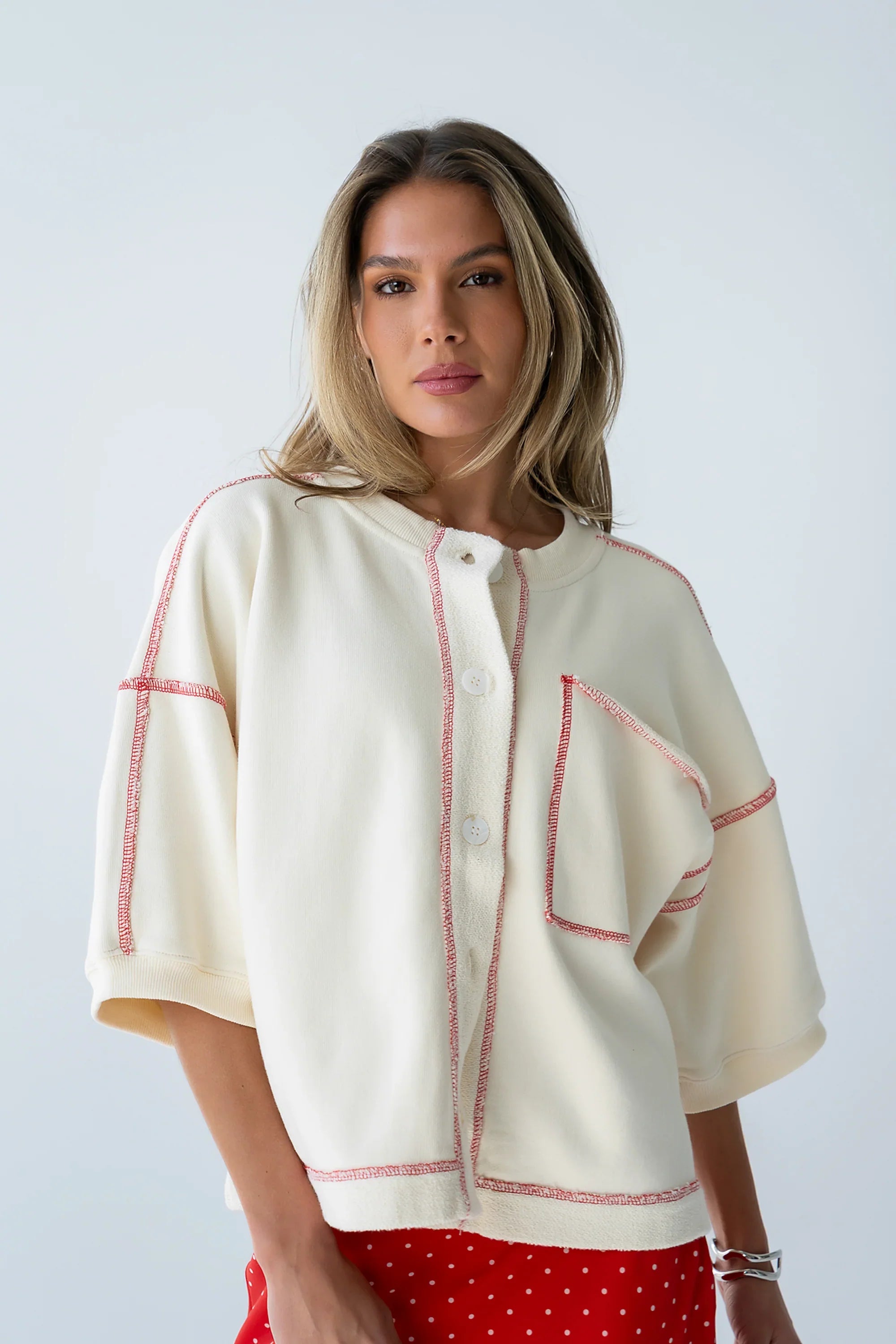 Liam Oversized Top in Bone