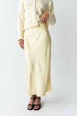 Tory Satin Maxi Skirt in Yellow