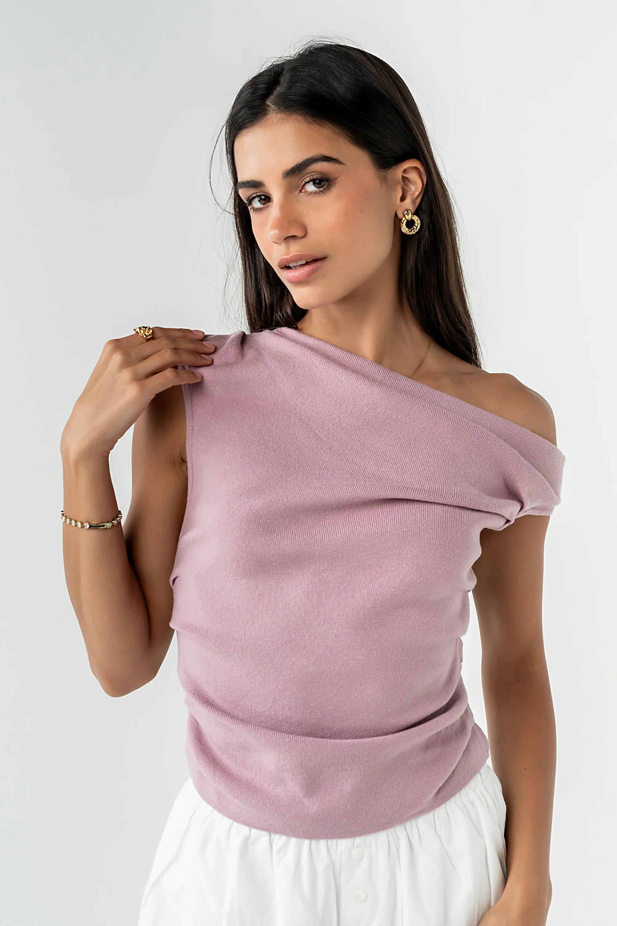 Susanna Asymmetrical Top in Mauve