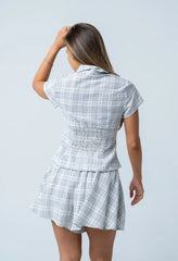Tristan Plaid Button Up in Blue