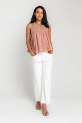Megan Button Up Tank in Terracotta