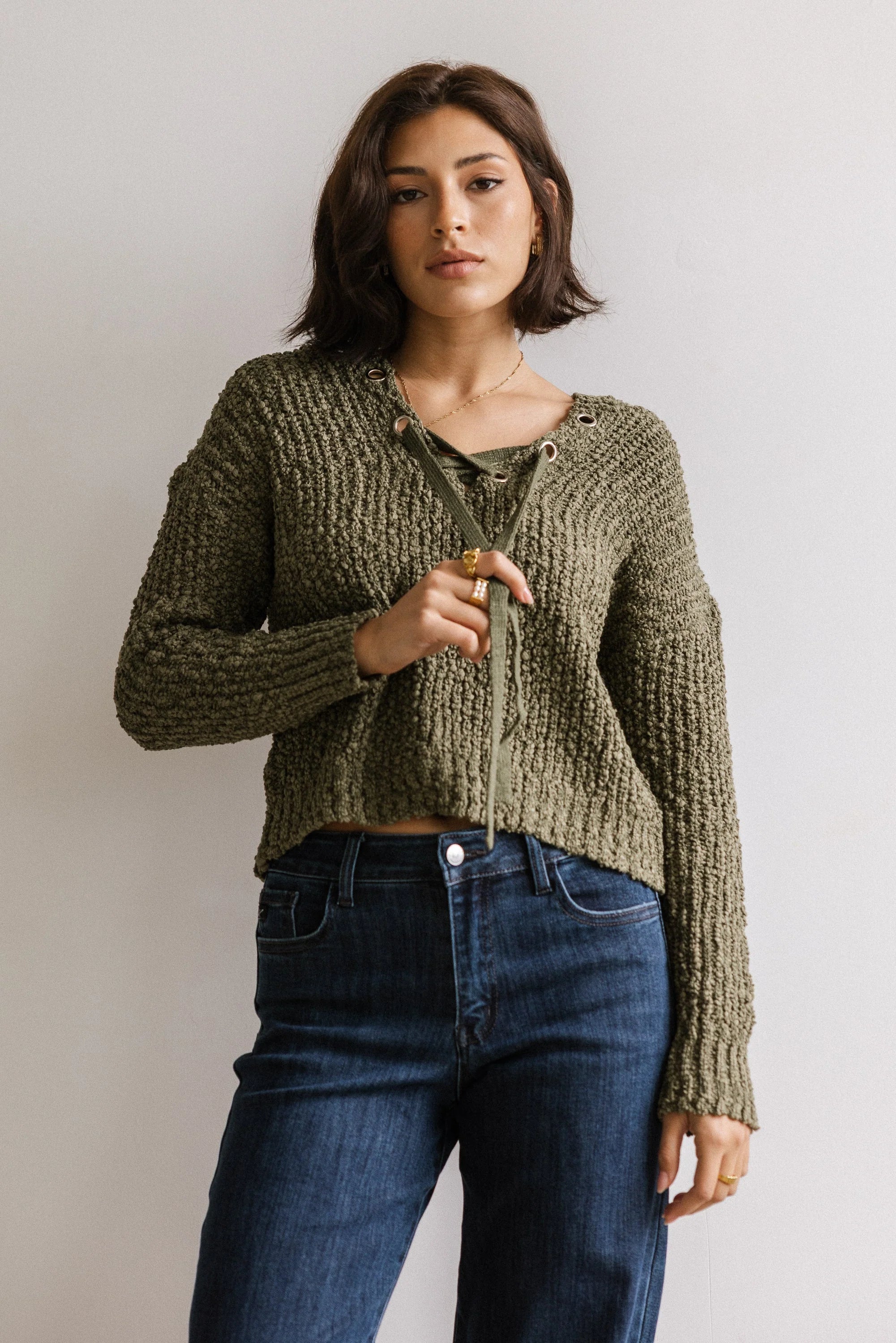 Georgie Knit Sweater in Olive