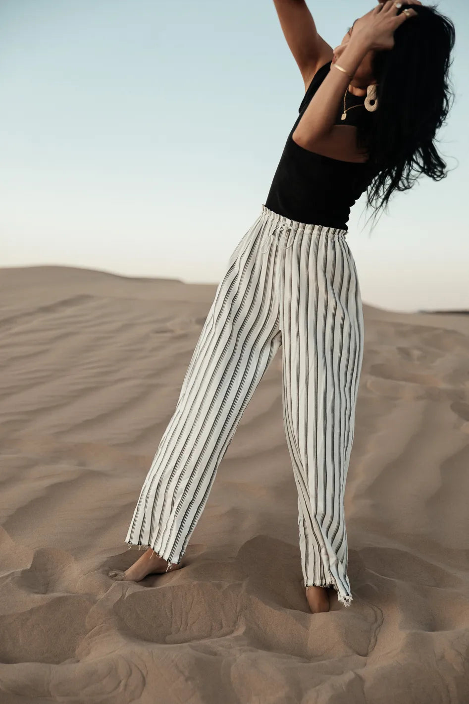 Ronan Striped Pants in White