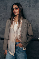 Liberty Sheer Button Up Blouse in Blush FINAL SALE
