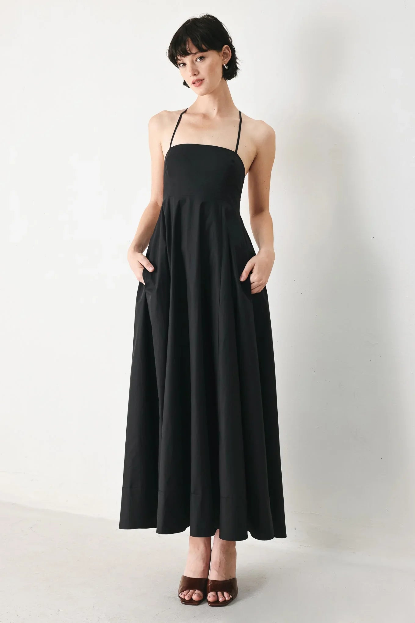 PURE LINE OPEN BACK MIDI DRESS