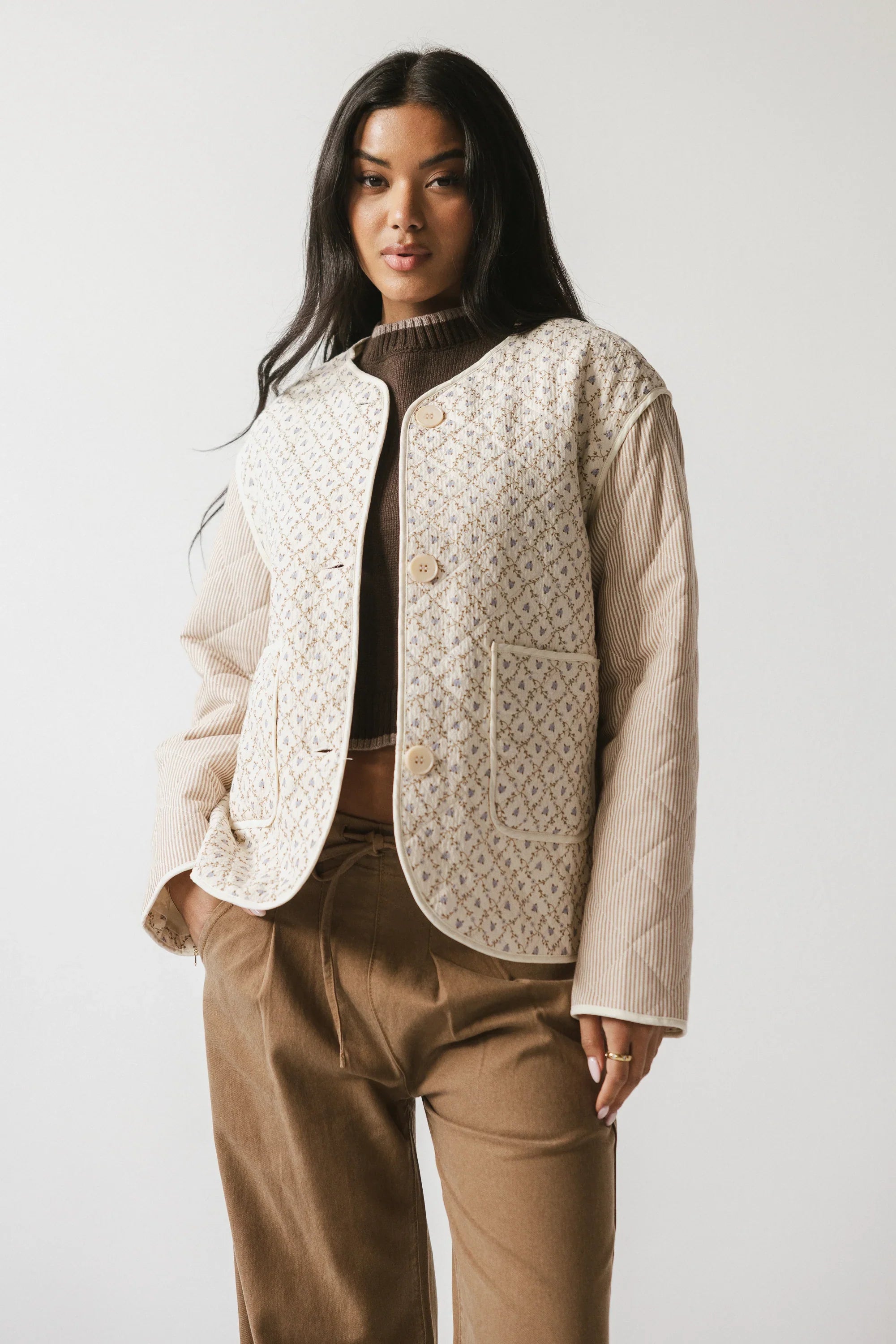 Lucas Quilted Jacket in Latte