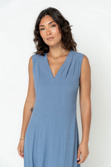 Noah Midi Dress in Blue