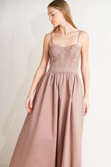 UNDERSTATED GLAM BUSTIER MIDI DRESS