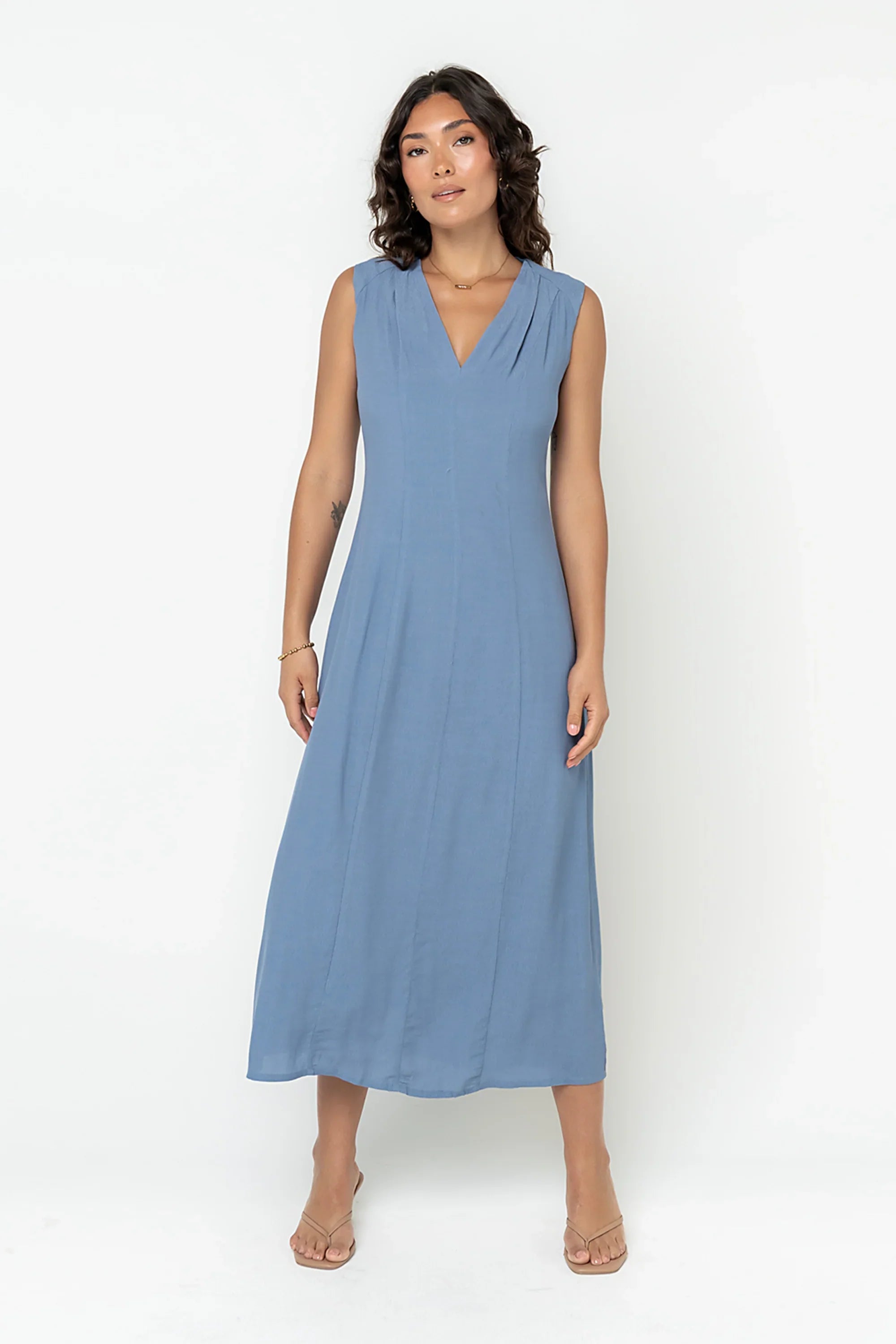 Noah Midi Dress in Blue