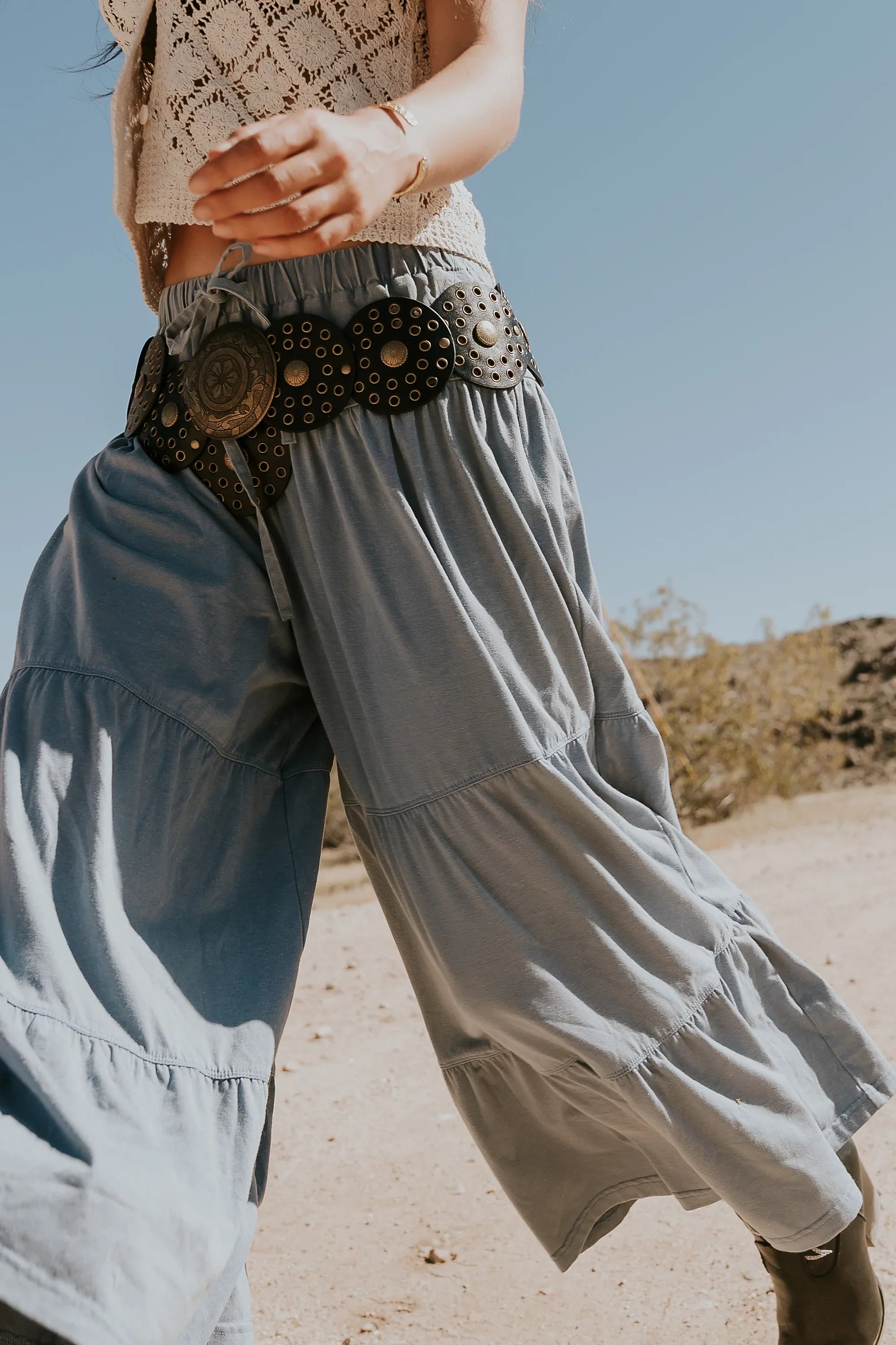 Asha Tiered Pants in Blue