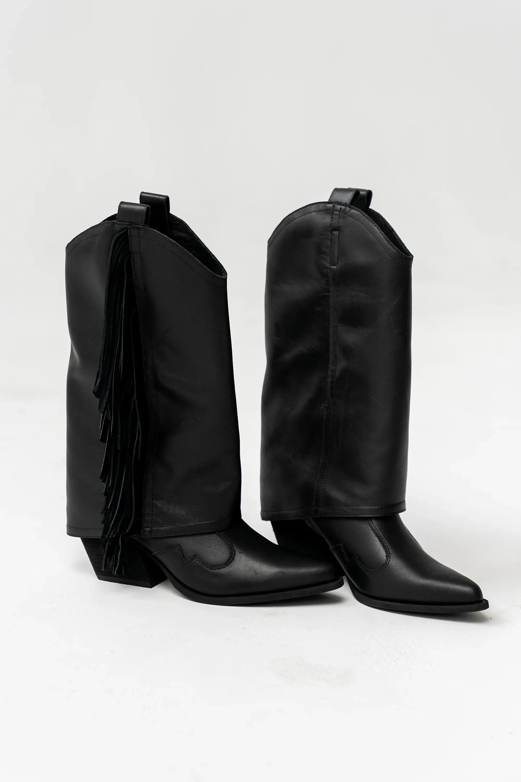 Deston Fringe Boots in Black