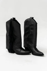 Deston Fringe Boots in Black