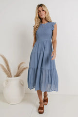 Declan Midi Dress in Blue FINAL SALE