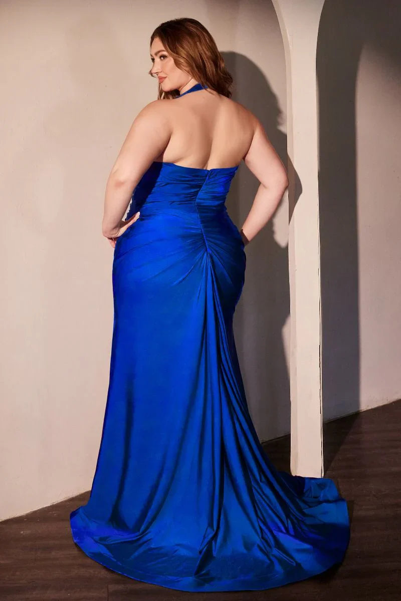 Autumn Gown Stretch Spandex Satin Halter Fitted Dress