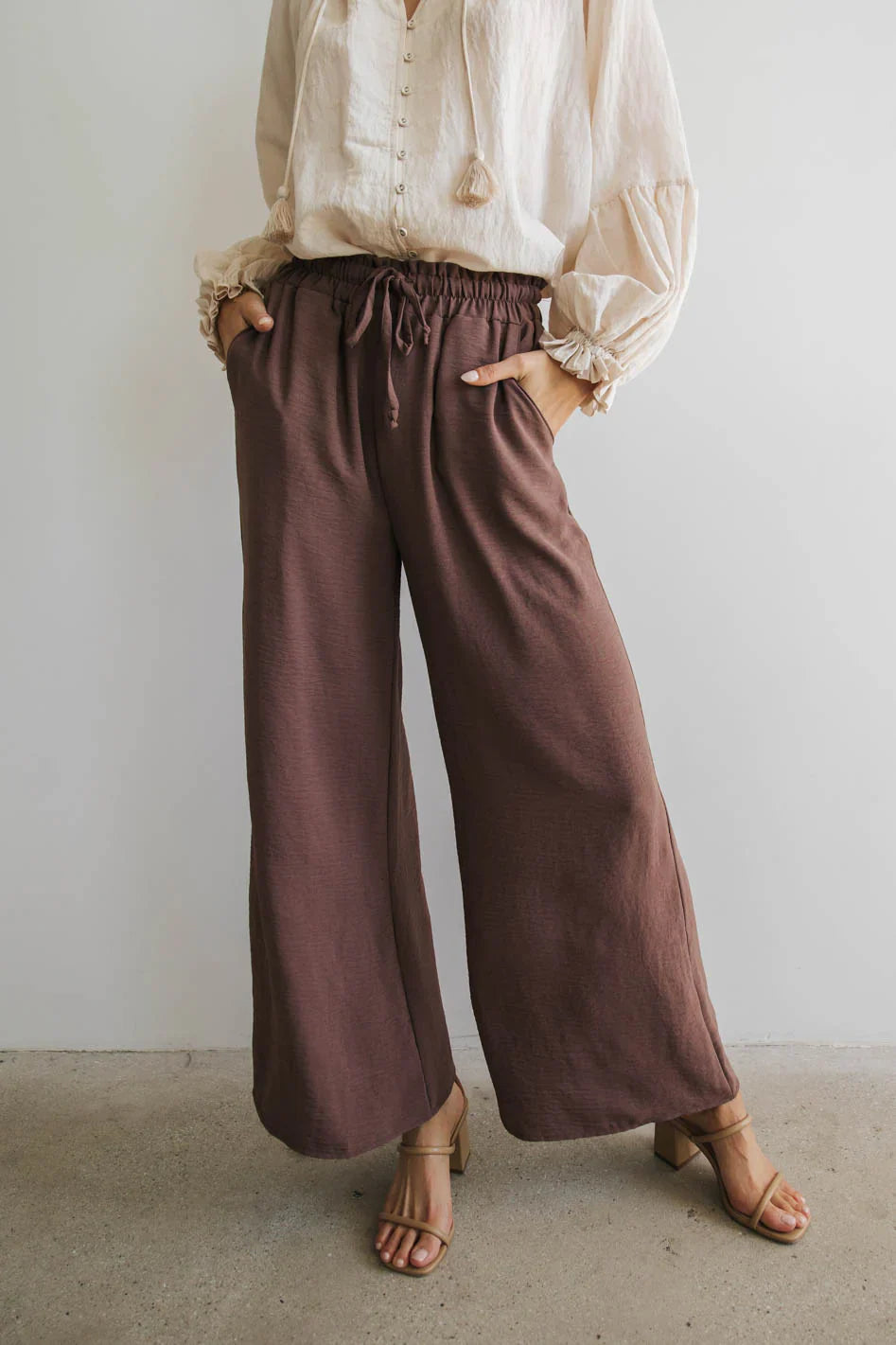 Mina Wide Leg Pants in Mocha FINAL SALE