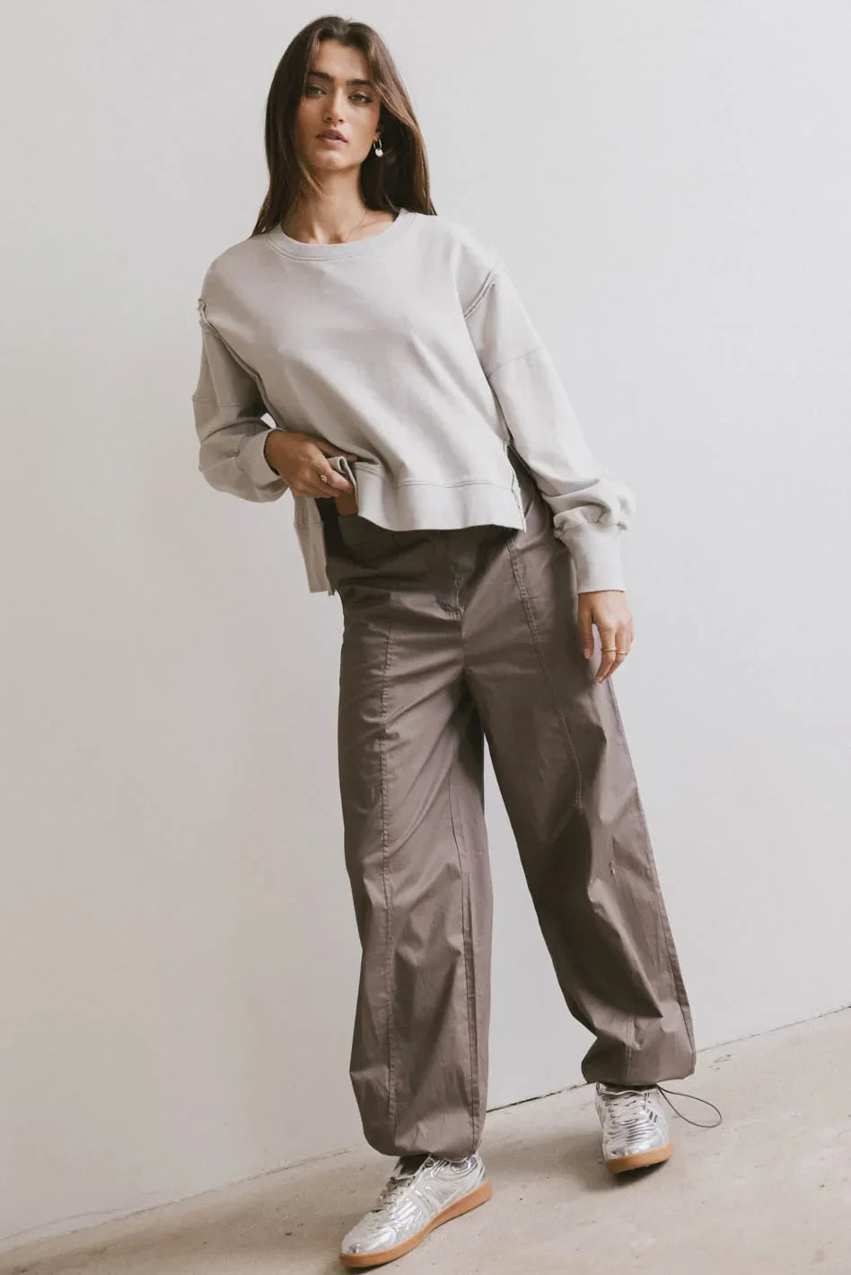 Costello Reverse Seam Crewneck in Grey FINAL SALE