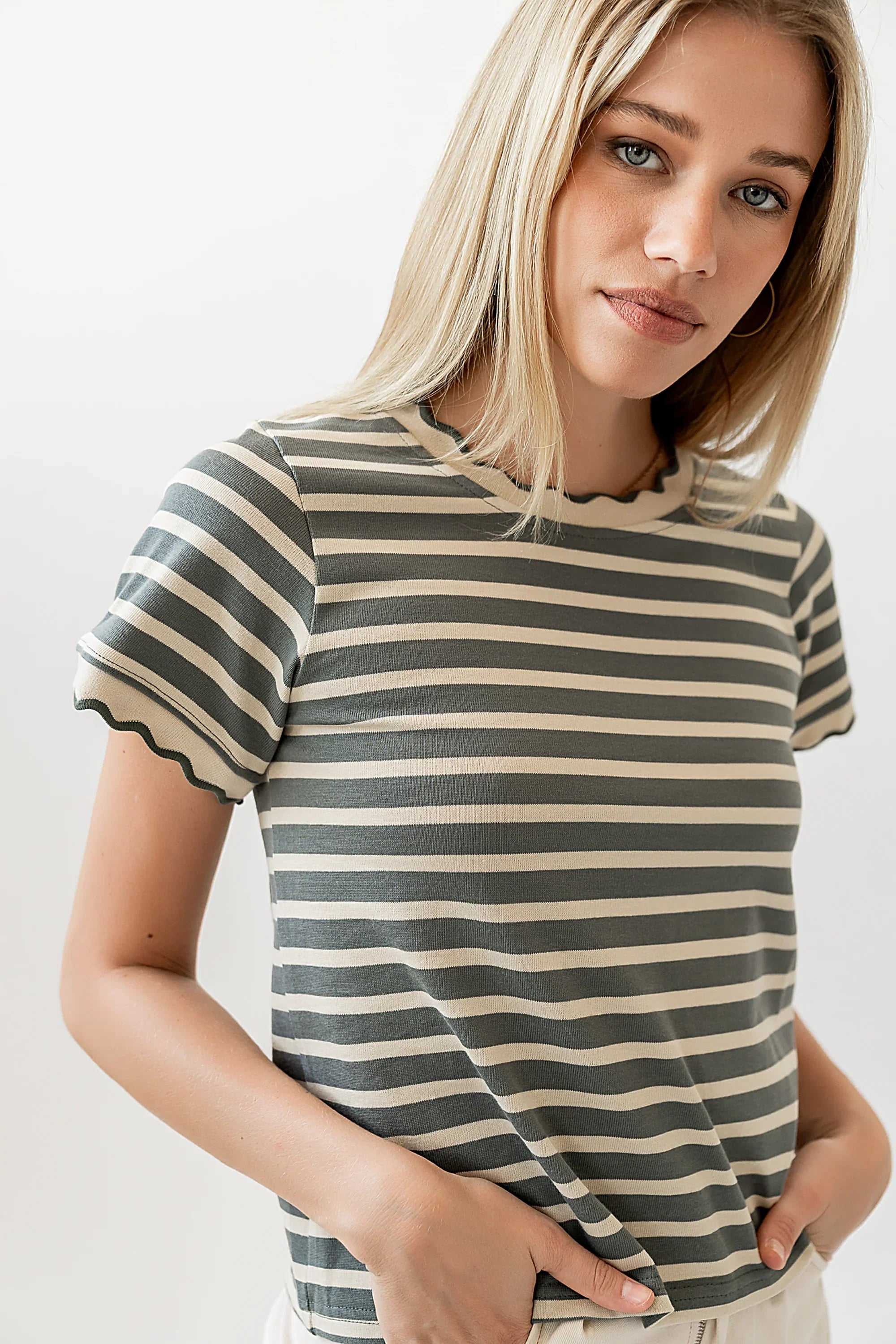 Walker Scalloped Top in Olive
