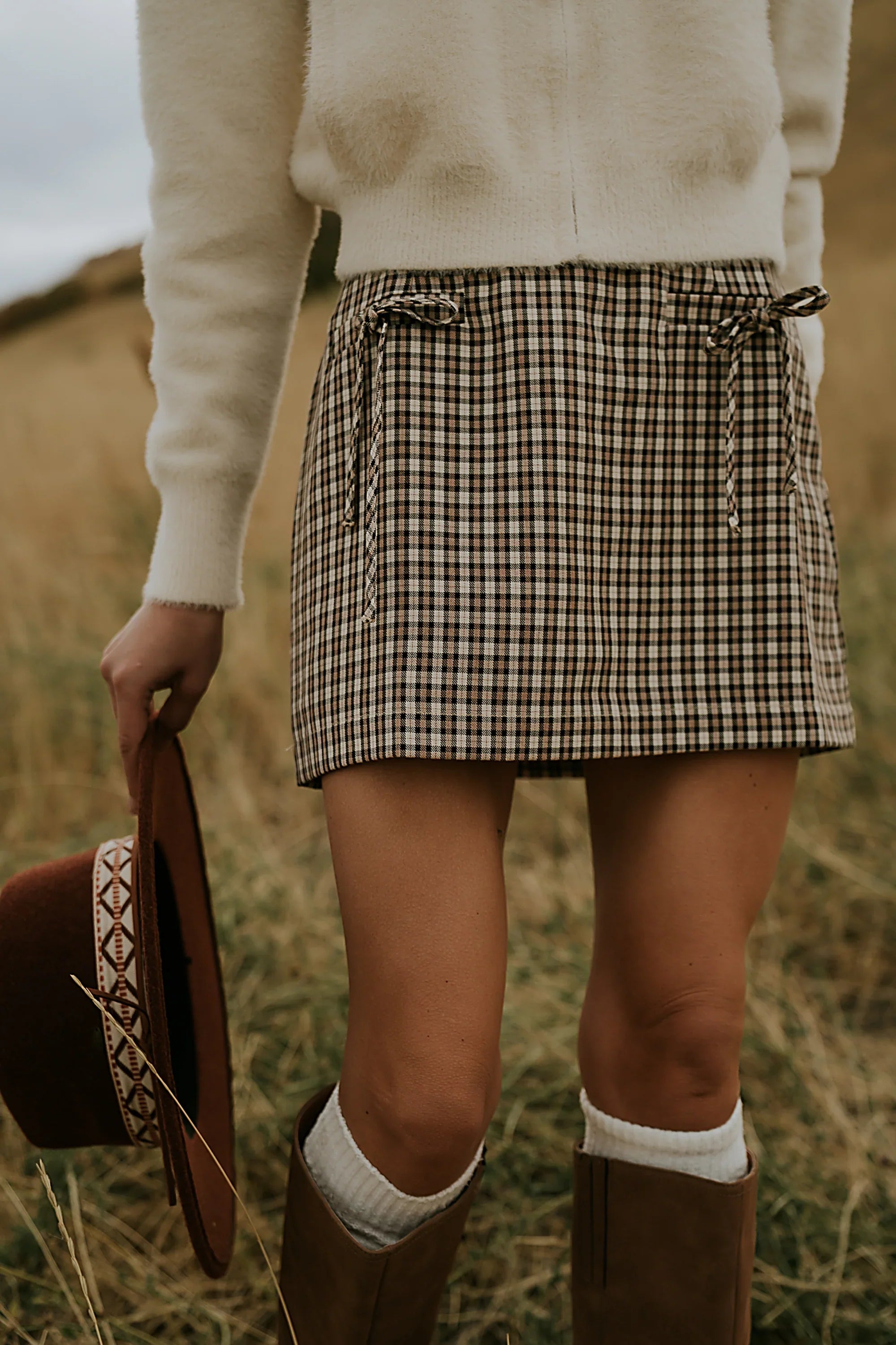 Oshen Plaid Mini Skirt