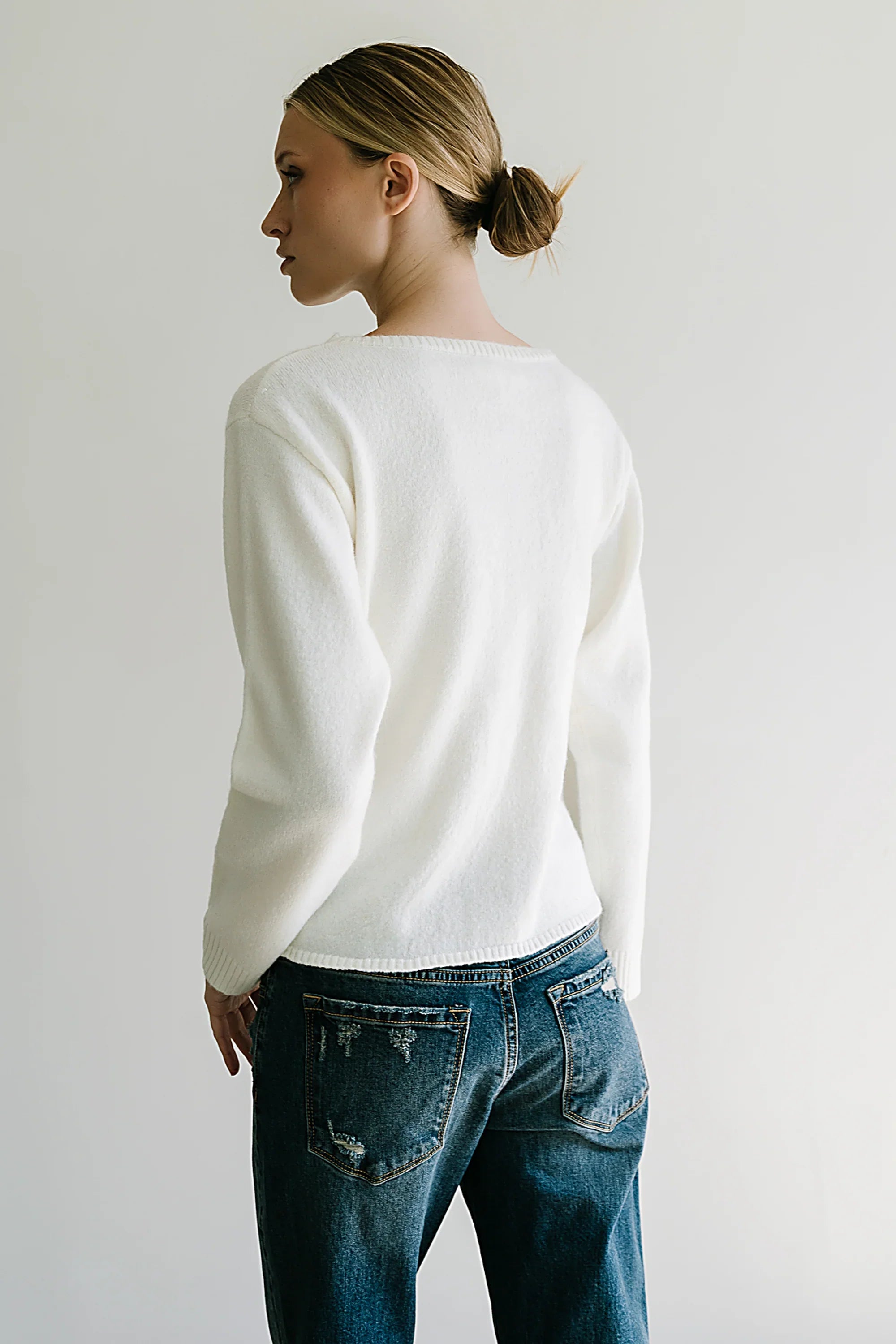 Jerzey Asymmetrical Sweater in Ivory FINAL SALE
