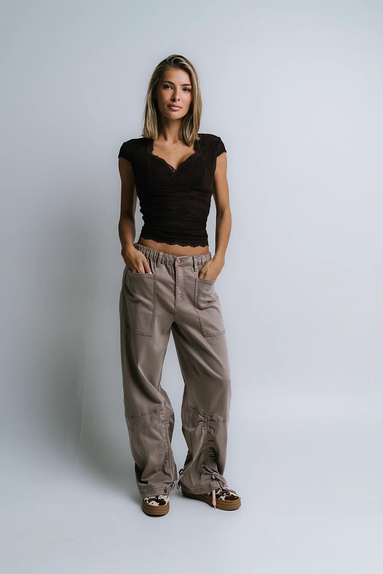 Gracie Lace Top in Brown