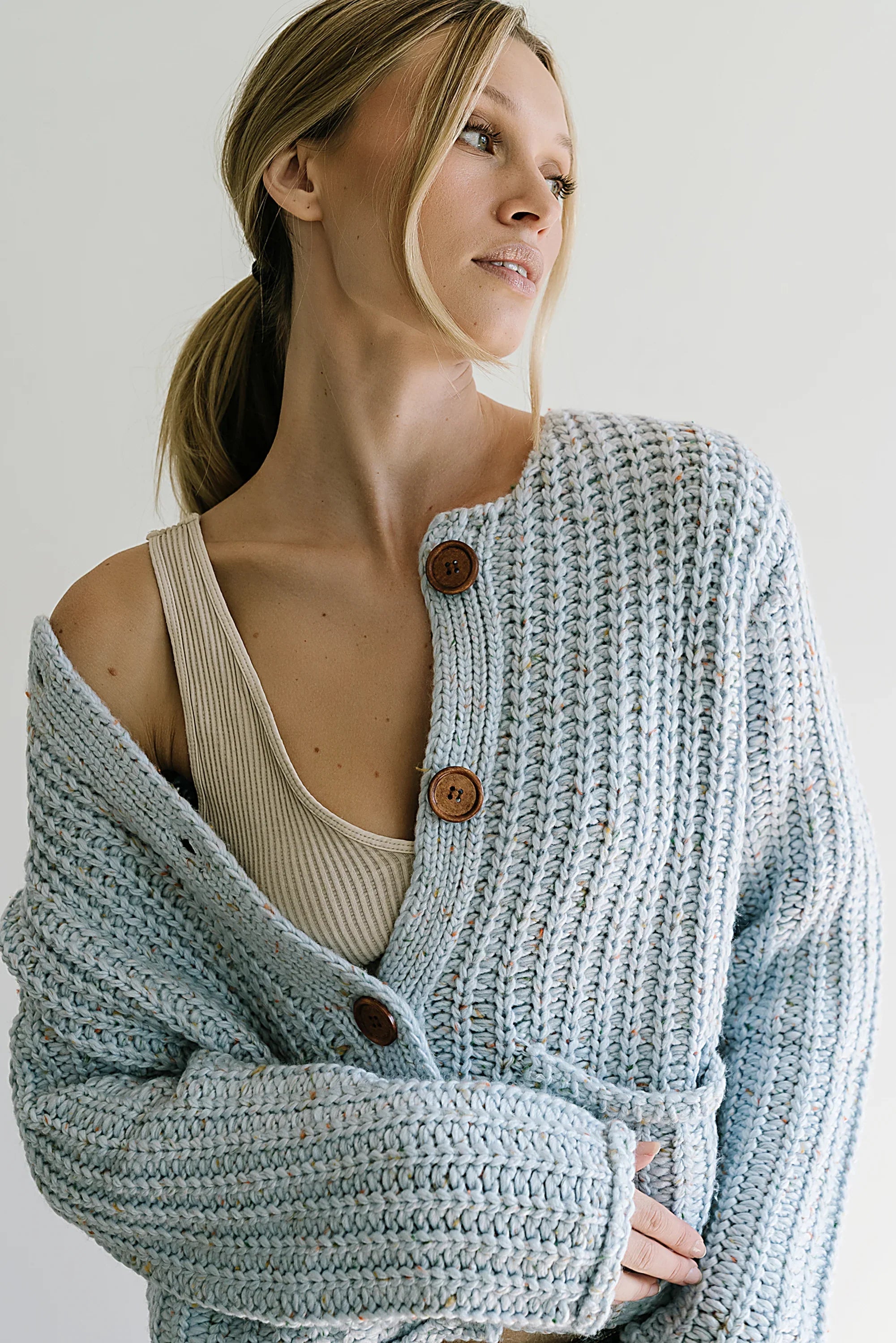 Holland Chunky Knit Cardigan in Blue FINAL SALE