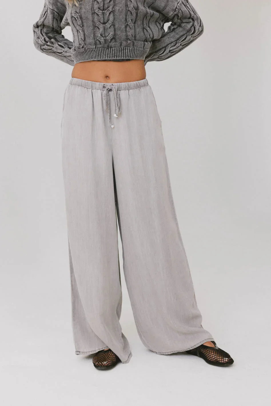 Luisa Wide Leg Pants in Grey FINAL SALE