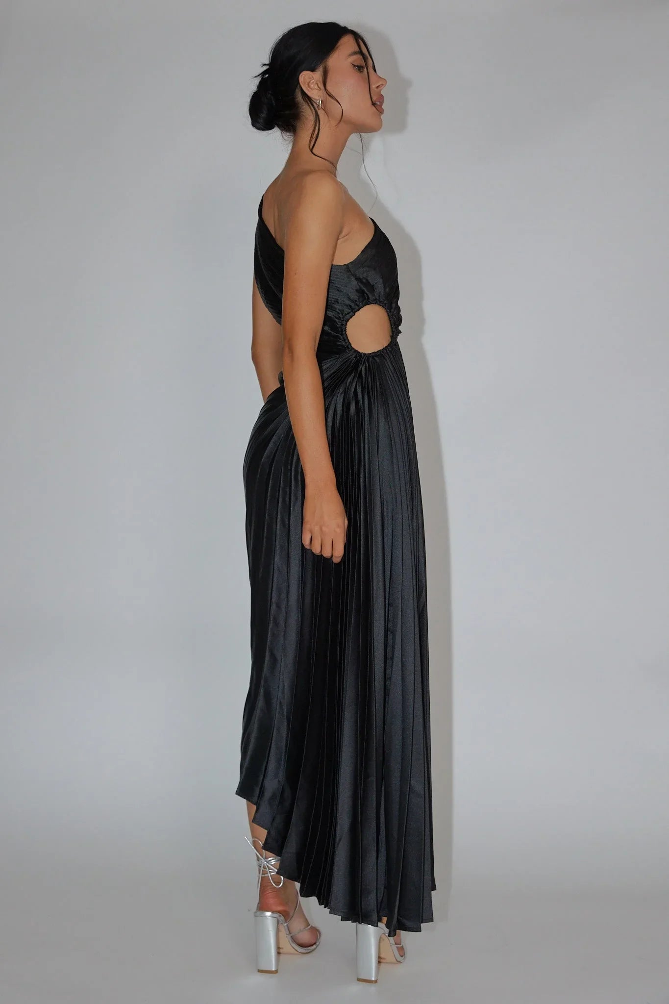 Panama Maxi Dress Wine Pleated Dress With Side Cut Out