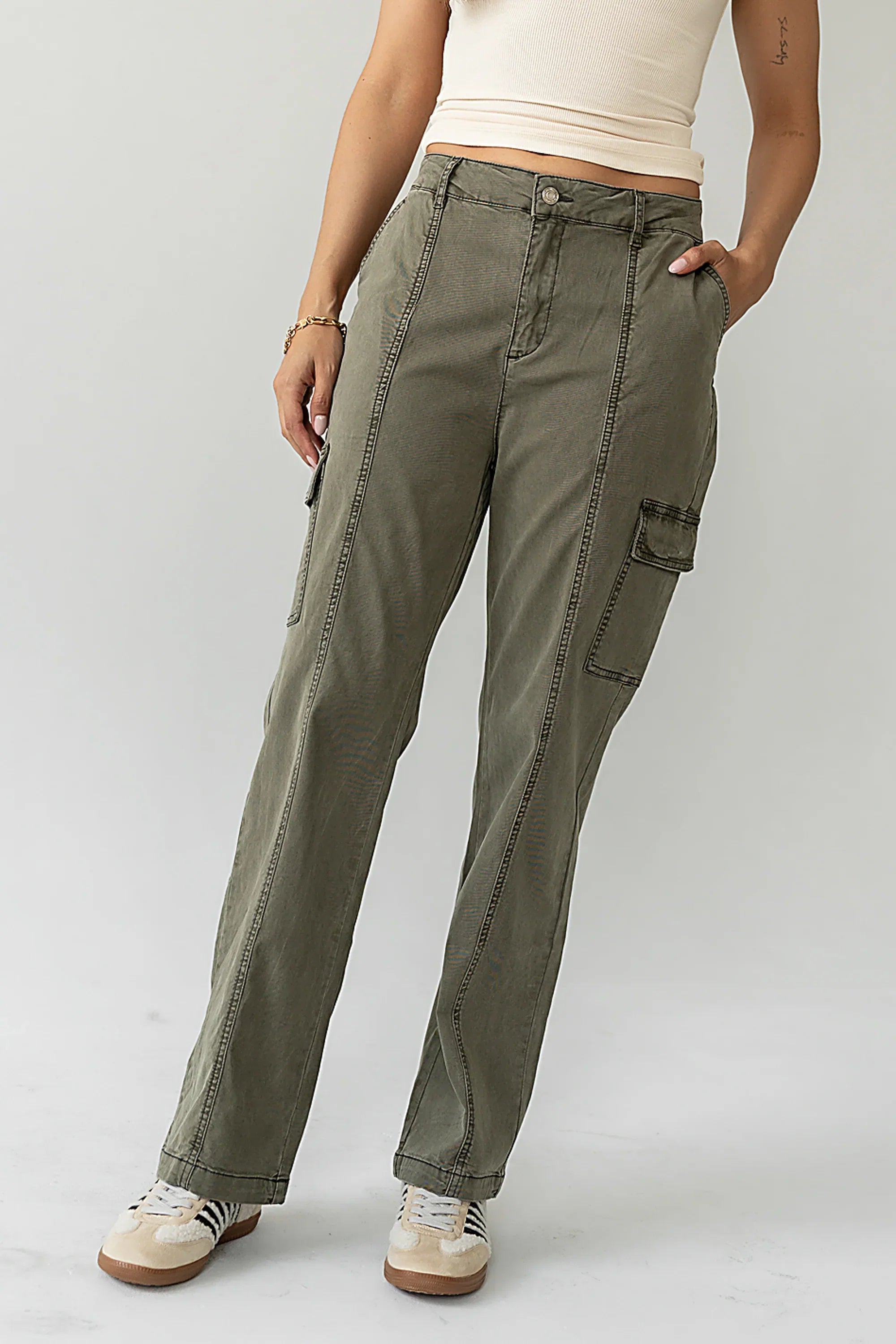 Gracie Straight Leg Pants in Olive FINAL SALE