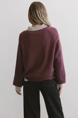 Annaleah Textured Sweatshirt in Burgundy FINAL SALE