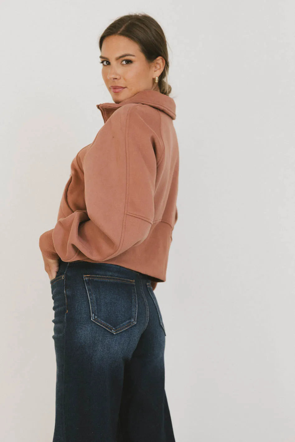 Alyssa Half Zip in Brick FINAL SALE
