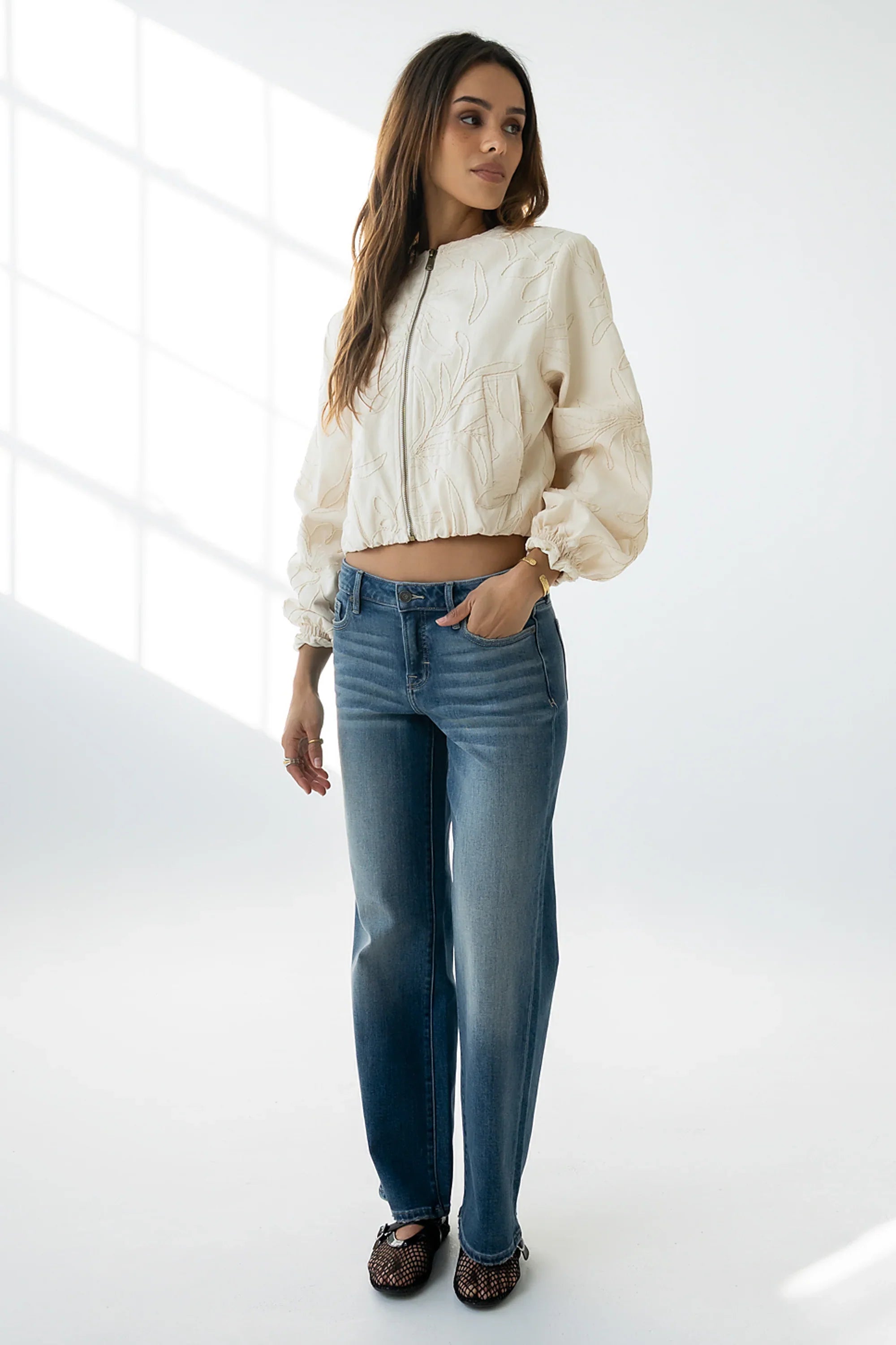 Sidney Embroidered Jacket in Cream