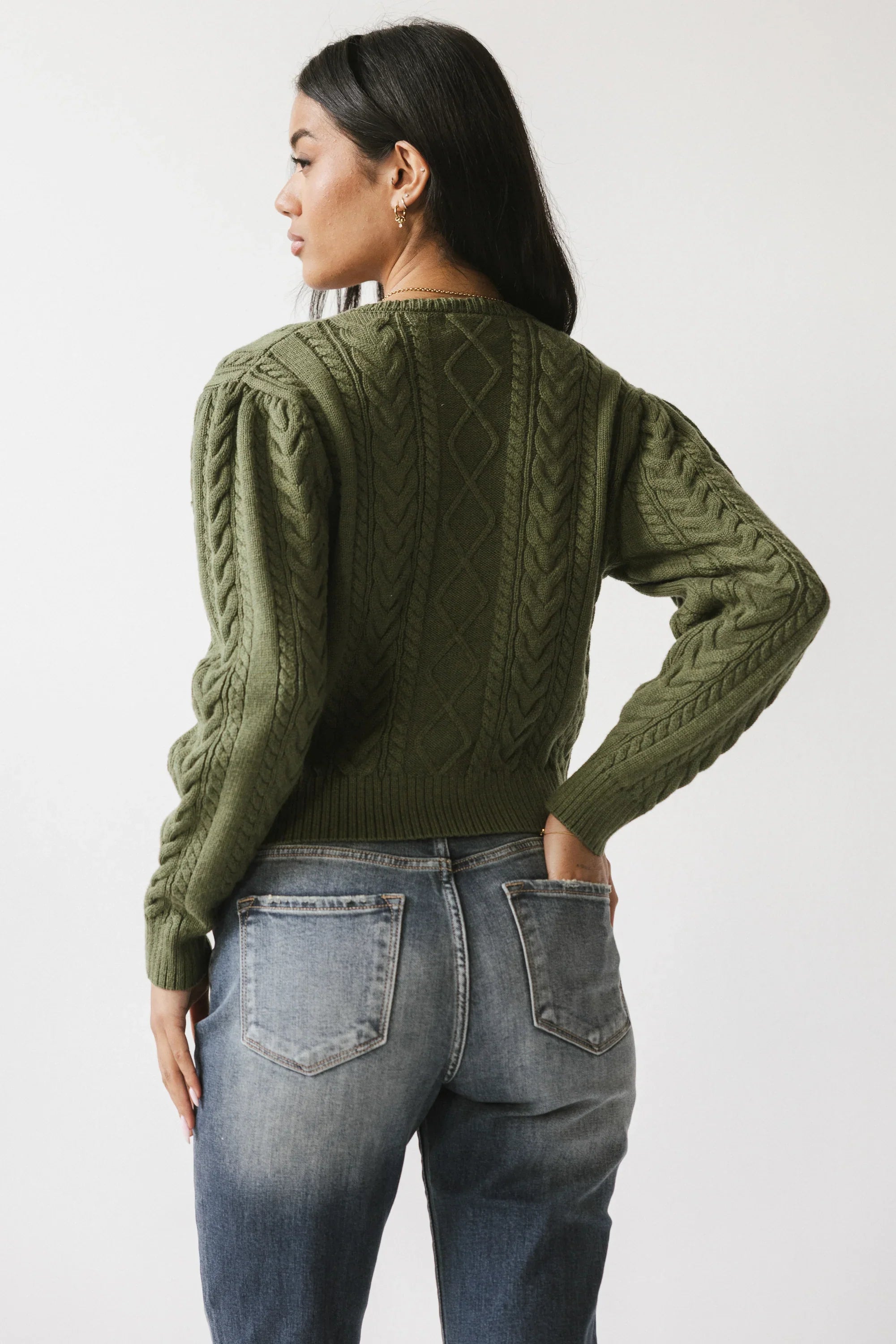 France Knit Cardigan in Olive
